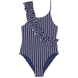 Habitual Kid Girls Navy Ruffle One piece Swimsuit size 14 NEW